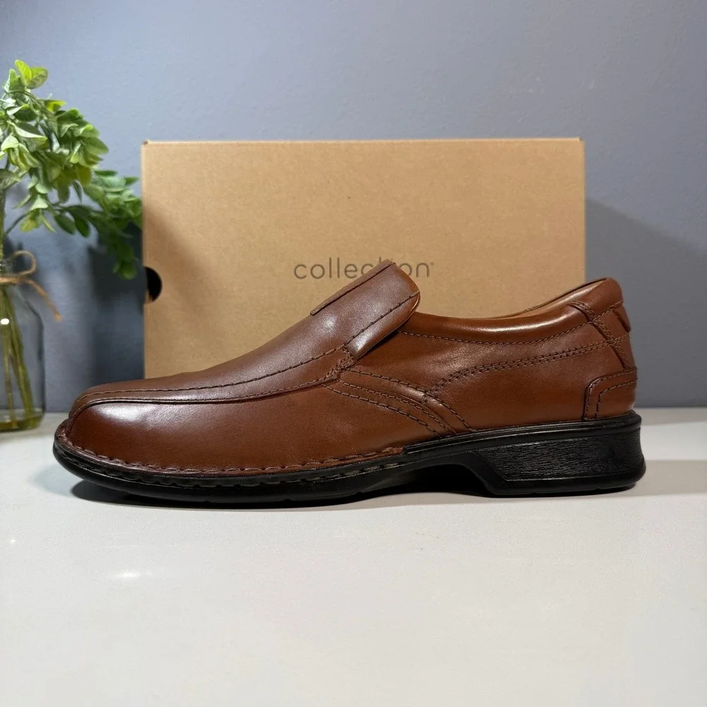 Clarks Collection Mens Brown Leather Slip On‎ Dress Shoes Comfort Size 9.5W